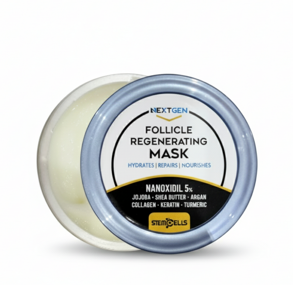 MASCARILLA REGENERADORA DE FOLÍCULOS NANOXIDIL 5%, JOJOBA, KARITÉ, ARGÁN, COLÁGENO, KERATINA, CÚRCUMA, CÉLULAS MADRE / 300G
