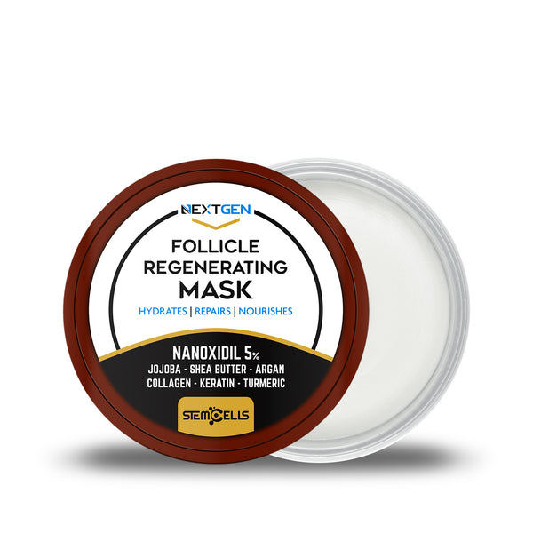 MASCARILLA REGENERADORA DE FOLÍCULOS NANOXIDIL 5%, JOJOBA, KARITÉ, ARGÁN, COLÁGENO, KERATINA, CÚRCUMA, CÉLULAS MADRE / 300G
